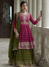 Contrast Salwar Suit in Pink Colour